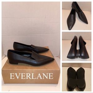 EVERLANE Pointed Toe Black Leather Loafers Sz 7